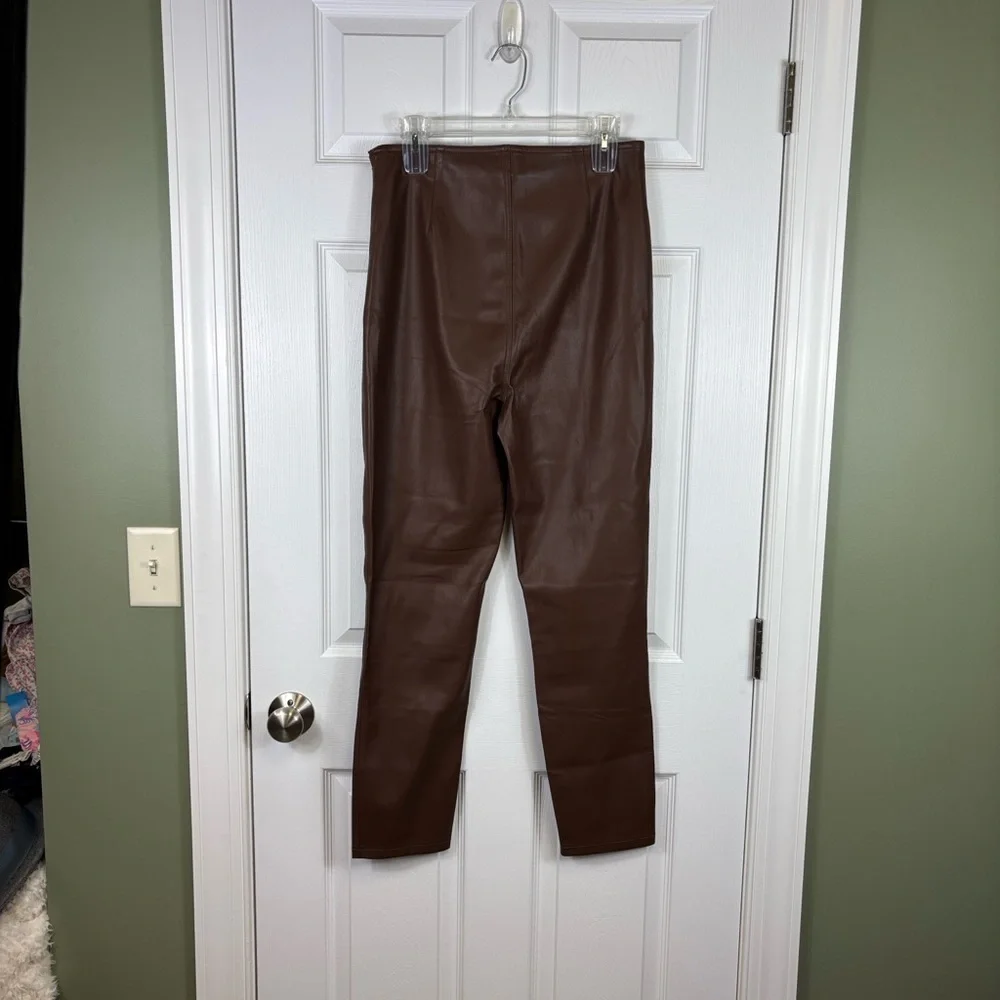 NWT Free people Spitfire stacked brown vegan leather skinny pants sz 31